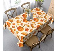 Tovaglia rettangolare con stampa di torta di zucca autunnale, 60 x 90 pollici, copritavolo decorativo in tessuto antirughe per cene, feste, interni ed esterni