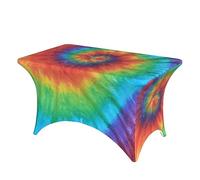 Tovaglia rettangolare elasticizzata in spandex arcobaleno tie dye colorato 1,2 m protezione per tavolo per feste, eventi, banchetti matrimoni cocktail