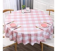 Tovaglia rettangolare impermeabile, antimacchia, resistente al calore, per casa, picnic, hotel, caffetteria, elegante design rosa e bianco, diametro 140 cm