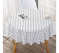 Tovaglia rettangolare impermeabile, facile da pulire, a prova di olio, antimacchia, resistente alla muffa, copertura in PVC per tavoli rotondi da 160 cm, durevole e facile da pulire, colore bianco