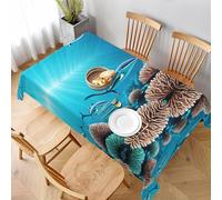 Tovaglia rettangolare in lino con balene di mare profondo, impermeabile e antimacchia, senza pieghe, in tessuto decorativo, per sala da pranzo, feste, buffet, matrimoni, 152 x 228 cm.
