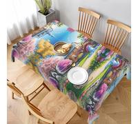 Tovaglia rettangolare in lino testurizzata con unicorno, impermeabile e antimacchia, senza pieghe, in tessuto decorativo, per sala da pranzo, feste, buffet, matrimoni, 152 x 228 cm.