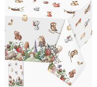 Tovaglia rettangolare in plastica con animali del bosco, tovaglia rettangolare usa e getta facile da pulire, impermeabile, per compleanni dei bambini, 1 pezzo
