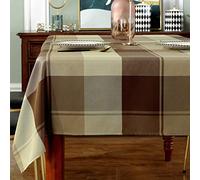 Tovaglia rettangolare in poliestere a scacchi, resistente alle perdite, alla polvere e alle pieghe, pesante, per cucina, sala da pranzo, decorazione per tavolo (rettangolare/oblunga, 132 x 178 cm, 4-6 posti, colore tortora)