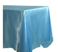 Tovaglia rettangolare in raso sovrapposizioni per banchetti di nozze Decorazioni per la casa Tavolo da pranzo Copertura per Natale Baby Shower Compleanno Tovaglia-Azzurro,145X335CM