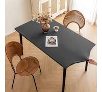 Tovaglia rettangolare morbida, altamente elastica, protettiva per tavolo da pranzo e cucina, impermeabile con bordo elastico, facile da pulire (grigio chiaro, 90 x 150 cm)