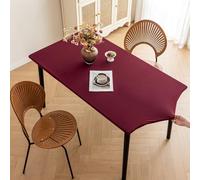 Tovaglia rettangolare morbida, altamente elastica, protettiva per tavolo da pranzo e cucina, impermeabile, con bordo elastico, facile da pulire (rosso, 90 x 140 cm)