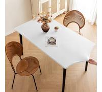Tovaglia rettangolare morbida, altamente elastica, protettiva per tavolo da pranzo e cucina, impermeabile, con bordo elastico, facile da pulire (bianco, 60 x 120 cm)