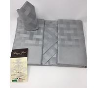 Tovaglia rettangolare per 12 con tovaglioli Piazza Italia art. Intreccio in fiandra bordo applicato cm.180x280 grigio