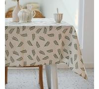 Tovaglia rettangolare rustica in tessuto di lino, lavabile, antipolvere e resistente alle pieghe, per ristoranti, picnic, bistrò, cene al chiuso ed all'aperto, con foglie verdi, 152 x 213 cm