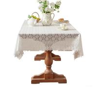 Tovaglia ricamata in pizzo elegante per matrimoni e decorazioni da pranzo di tutti i giorni, in stile vintage macramè, adatta a tavoli rettangolari e realizzata in tessuto (140 x 140 cm)