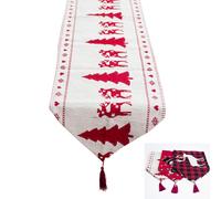 Tovaglia ricamata natalizia Tovaglia decorativa in cotone e lino Copritavolo