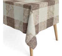 Tovaglia Rivestita Cotone 160 CM Larghezza Millet Taupe a Quadri Fiori