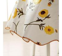 Tovaglia rotonda 152 x 152 cm, in tessuto non tessuto, per tavolo da pranzo a 6 posti, con motivi oro, rosa e girasole (girasole (180 cm)