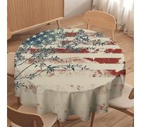 Tovaglia rotonda con bandiera ad albero vintage, tovaglia lavabile Leaf USA per cucina, sala da pranzo, decorazioni per le feste all'aperto, 70 pollici