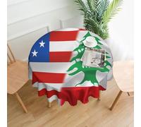 Tovaglia rotonda con bandiera americana e bandiera libanese, 60 pollici, impermeabile, resistente agli schizzi, antirughe, per tavolo da cucina, per interni ed esterni, decorazione per ristoranti