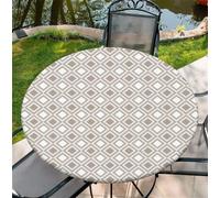 Tovaglia rotonda con bordo elastico, 165 cm, impermeabile, in tessuto non tessuto, per interni ed esterni, motivo a scacchi, perfetta per tavoli da pranzo, giardino e patio