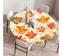Tovaglia rotonda con elastico, per l'autunno, per esterni, per il giorno del Ringraziamento, per l'autunno, impermeabile e lavabile, ideale per giardino, balcone, cucina (120 cm, stile 1)