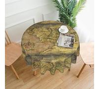 Tovaglia rotonda con mappa della Terra di Mezzo, resistente alla polvere, resistente alle pieghe, lavabile, per feste, cene, picnic, 152 cm