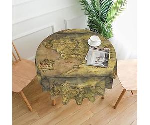Tovaglia rotonda con mappa della Terra di Mezzo, resistente alla polvere, resistente alle pieghe, lavabile, per feste, cene, picnic, 152 cm