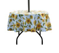 Tovaglia rotonda da 60 pollici per esterni e interni EHouseHome con foro per ombrellone e cerniera, tovaglie da patio impermeabili con cerniera,