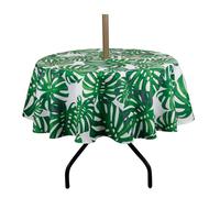 Tovaglia rotonda da 60 pollici per esterni e interni EHouseHome con foro per ombrellone e cerniera, tovaglie da patio impermeabili con cerniera,