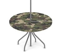 Tovaglia rotonda da esterno con foro per ombrello, mimetica, militare, caccia, impermeabile, patio, picnic, campeggio, essenziale per tavoli da 91,4 a 111,8 cm