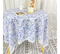 Tovaglia rotonda floreale - Copertura in cotone con bordi con nappe stile naturale, 120 x 120 cm, perfetta per sala da pranzo, feste, decorazione per la casa, decorazione della tavola (colore: K)