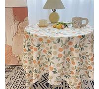 Tovaglia rotonda floreale in cotone con nappe 100 x 140 cm, biancheria da tavola decorativa per la casa, ideale per feste ed eventi (colore: F)