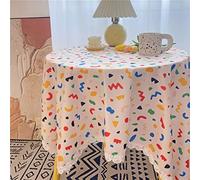 Tovaglia rotonda floreale in cotone con nappe 140 x 140 cm, biancheria da tavola decorativa per sala da pranzo, cucina e decorazioni per la casa (colore: rosso)