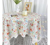 Tovaglia rotonda floreale in cotone con nappe, 140 x 140 cm, design ispirato alla natura, perfetta per sala da pranzo, picnic e decorazioni per la casa (colore: verde)