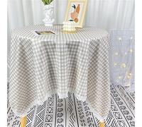 Tovaglia rotonda floreale in cotone con nappe 90 x 90 cm, panno decorativo per sala da pranzo, decorazione per la casa, feste ed eventi, design elegante della natura (colore: N)