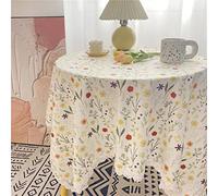 Tovaglia rotonda floreale in cotone con nappe, elegante decorazione per la casa, 140 x 180 cm, perfetta per cene ed eventi, colore U, elegante protezione per la tavola