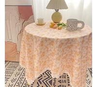 Tovaglia rotonda floreale in cotone con nappe, piccola, 90 x 150 cm, design ispirato alla natura, perfetta per tavolo da pranzo, decorazione per la casa e per feste