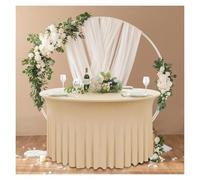Tovaglia rotonda for matrimonio in spandex, elasticizzata e antipiega, con gonna a balze, for banchetti feste(Champagne,5FT 152x78cm)