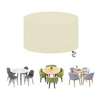 Tovaglia rotonda impermeabile per uso esterno, antivento, anti UV, antipolvere, resistente agli strappi, tessuto Oxford 420D, bianco crema, copertura per set da patio, 300 x 70 cm