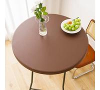Tovaglia rotonda in pelle PU, impermeabile, con bordo elastico, facile da pulire, antimacchia, per sala da pranzo e cucina (caffè, 120 cm)