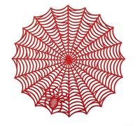 Tovaglia rotonda in pizzo per Halloween con design a ragnatela, bordi per una maggiore durata, adatta per decorazioni da tavolo e feste a tema (rosso)