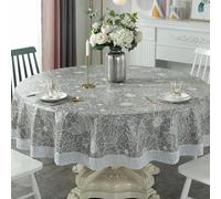 Tovaglia rotonda in PVC da 137-220 cm, copertura per tavolo impermeabile e resistente all'olio, tovaglia da pranzo per la casa per l'arredamento della cucina e della sala da pranzo, ideale per le fe