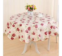 Tovaglia rotonda in PVC impermeabile, tovaglia da tavolo per festa matrimonio, tovaglia per casa e cucina Fiore del mulino a vento 135*135 cm,Rosa romantica 135*135 cm,Rosa romantica 180*180 cm,Fiore 