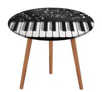 Tovaglia rotonda in spandex con tasti di pianoforte e note musicali, impermeabile, con elastico in vita, lavabile, con bordo elastico, ideale per picnic, campeggio, pranzi e cene al chiuso e all'ape