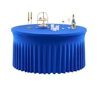 Tovaglia rotonda in spandex, gonna da tavolo elastica antipiega con volant for matrimoni, banchetti, feste, eventi(Royal Blue,6ft 1pack)