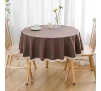 Tovaglia rotonda in tinta unita - 1 tovaglia in pizzo di cotone e lino per decorare la tavola (100 cm)