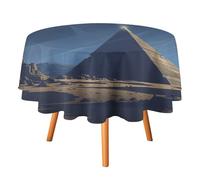 Tovaglia rotonda minimalista a piramide astratta da 36 pollici per tavolo da pranzo della cucina, tovaglia rustica con architettura egizia antica e luna piena, tovaglie rotonde