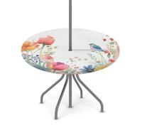 Tovaglia rotonda per esterni, con foro per ombrello, fiori acquerello, impermeabile, per patio, picnic, campeggio, per tavoli da 91,4 a 111,8 cm