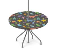 Tovaglia rotonda per esterni con foro per ombrello, motivo dinosauri tropicali, impermeabile, per patio, picnic, campeggio, essenziale per tavoli da 91,4 a 111,8 cm