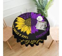 Tovaglia rotonda per la sensibilizzazione sulla violenza domestica, 60 pollici, impermeabile, resistente agli schizzi, antirughe, per tavolo da cucina, per interni ed esterni, decorazione per ristora