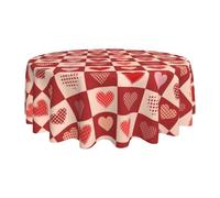 Tovaglia rotonda per San Valentino, tovaglia da 60 pollici, tovaglia a forma di cuore, lavabile in lavatrice, resistente alle macchie, tovaglia per cucina, sala da pranzo, decorazione
