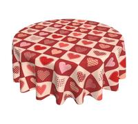 Tovaglia rotonda per San Valentino - Tovaglia rotonda romantica da 60 pollici | Tovaglia a forma di cuori d'amore, resistente alle macchie, per la casa, la cucina, la sala, la tovaglia di San Valen