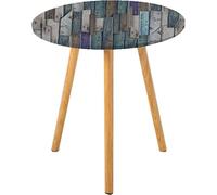 Tovaglia rotonda rustica, con assi di legno blu e grigio, per porte di fienili, chiodi, arte a tema vita country, adatta per soggiorno, camera da letto, piccolo spazio, adatta per tavolo rotondo da 61
